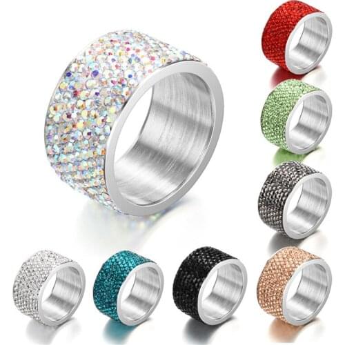 BAECYT 2021 New Fashion Ring Stainless Steel Ring Full Crystal Ring Joints Rings Women And Man Jewelry Wholesale Wedding Rings