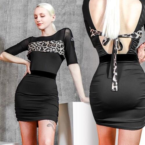 Black Latin Practice Clothes Womens New Halter Sexy Latin Dance Dress TXH-FY182