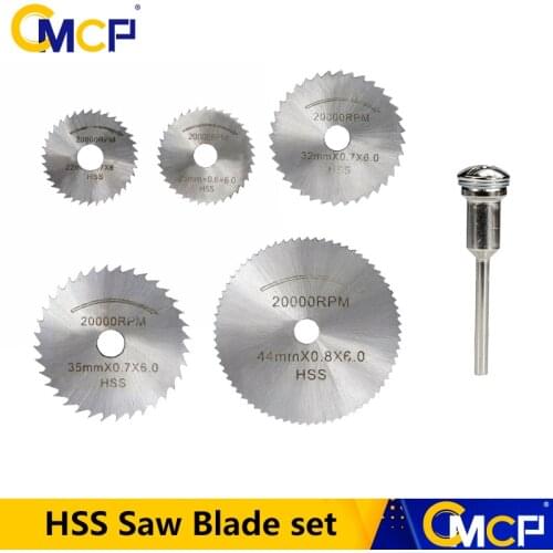 CMCP 6pcs/7pcs Mini Circular Saw Blade Set HSS Cutting Disc Rotary Tool For Dremel Accessories Tools Wood Cutting Discs