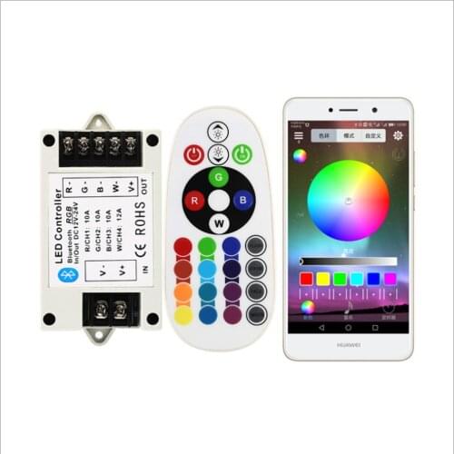 RGB/RGBW LED Strip Light Bluetooth Controller Phone APP Control for 5050 3528 RGB LED Strip Lights DC12-24V With 24Key IR Remote