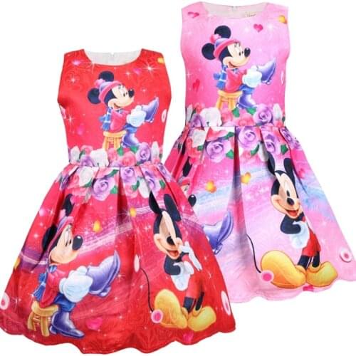 Disney princess cartoon baby Children clothing girl Frozen Elsa vest dress printing kid cotton A-line dress Mickey mouse minnie