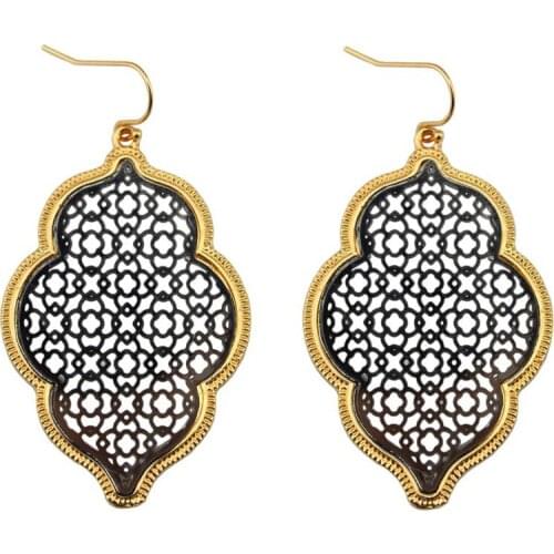 Two Tone Filigree Dangle Earrings for Women Boutique Statement Moroccan Earrings Fashion Jewelry