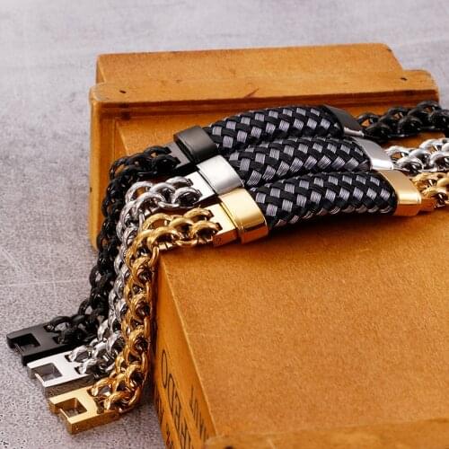 European and American popular retro titanium steel mens bracelet personality curved brand trend stainless steel jewelry