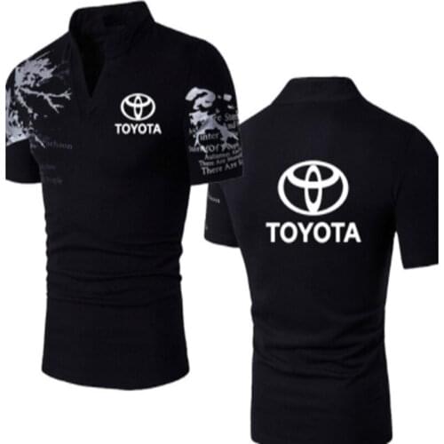 Summer Stand-up collar Printed Mens T-Shirt Toyota car logo cotton Casual high quality tees short sleeve Harajuku Tees