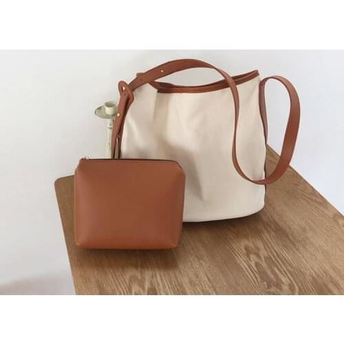 Canvas bucket cosmetic bag