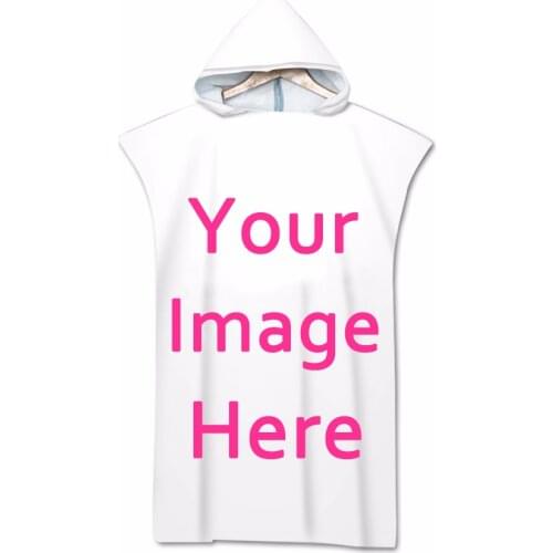 Customized Print Beach Towel DIY Pattern Name Logo Hooded Bath Towel for Women Swim Beach Towel