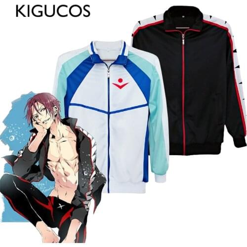 KIGUCOS Iwatobi Swin Club School Uniform Nanase Haruka Sweatcoat Free! Rin Matsuoka Jacket Anime Coat Cosplay Costumes