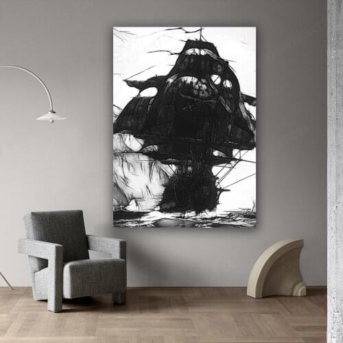 Ships Abstract Black White Painting Prints Clear Image Room Home Art Painting Decorative Paintings Cuadros Decor