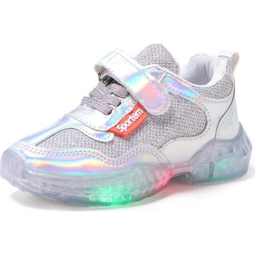 LED Children & Toddler Shoes Breathable Baby Girls Sports Casual Fashion Little Kids Sneakers Size 21-28
