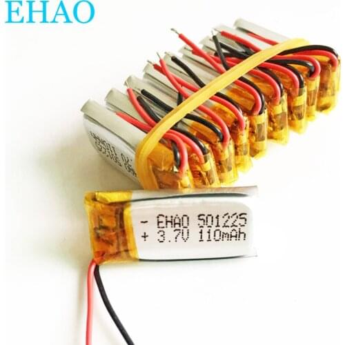 Wholesale 10 pcs 501225 3.7V 110mAh Lithium Polymer LiPo Rechargeable Battery For Mp3 PAD DVD headphone bluetooth 051225