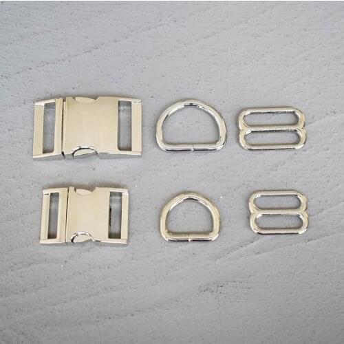 1 Set 20/25mm Metal Hardware D Ring Belt Straps Slider Side Release Buckle Spring Hook For Dog Leash Harness Accessories 3s8