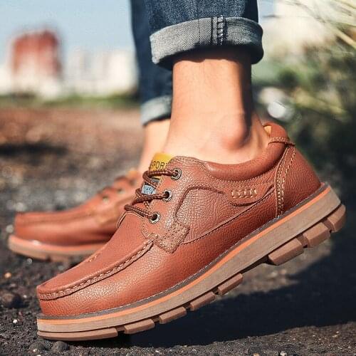 Oxford Genuine Leather Mens Casual Shoes Business Dress Shoes Men Autumn Lace-up Footwear Men Combat Ankle Boots Sneakers