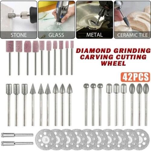 42pcs Electric Drill Tool Bit Diamond Grinding Cutting Carving Bit Set For Rotary Tool Stone Glass Tile Engraver Accessories