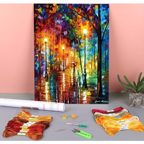 Late Evening Stroll Printed Canvas 11CT Cross Stitch Kit DIY Embroidery DMC Threads Handmade Painting Knitting Package