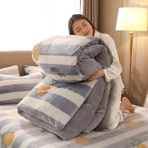 New Style Duvet Cover 1pc Winter Warm Thick Comforter Case Inner Side Warm Coral Fleece Comforter Quilt Cover