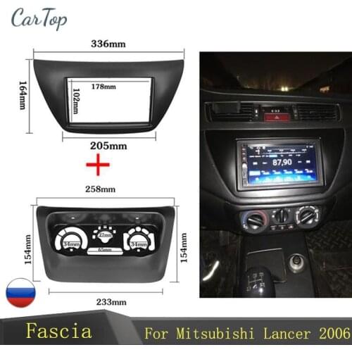 2pcs AC Control Panel Car Radio Fascia for Mitsubishi Lancer IX 2006 Center Control DVD Player Trim Kit 2 Din Frame for Radio