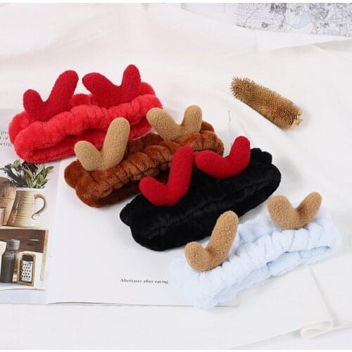 Plush Christmas Elk Headband Cute girl and woman Thicken stretch hair band wash face make up Headwear Headdress hair accessories