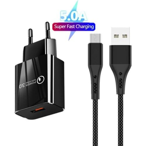 QC 3.0 Quick Charger USB Wall adapter for Samsung huawei Xiaomi mobile phone Type C Cable For HTC LG K62 NOKIA 5.4 Realme 7 Pro