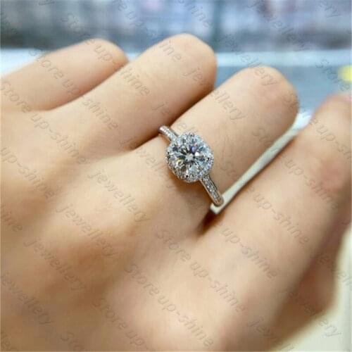 Luxury atmosphere womens 925 silver Moissan diamond ring engagement party gift jewelry