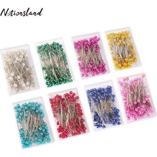 100pcs/box Sewing Pins Multicolor Head Pins Straight for Dressmaker Jewelry Decoration Sewing Quilting Pins DIY Projects