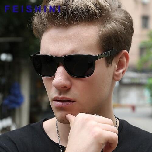 FEISHINI 2021 High Quality Small Sunglasse Women Polarized Vintage Light Plastic Titanium Sunglasses Men UV400 Protection