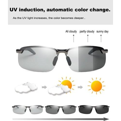 Photochromic Sunglasses Men Polarized Driving Chameleon Glasses Male Change Color Sun Glasses Day Night Vision Drivers Eyewear