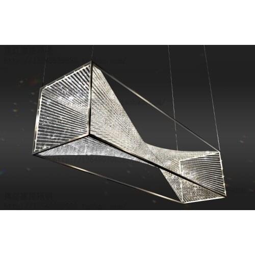 Modern simple light luxury crystal chandelier living room dining room rectangular creative lamp high-end model room villa lamp