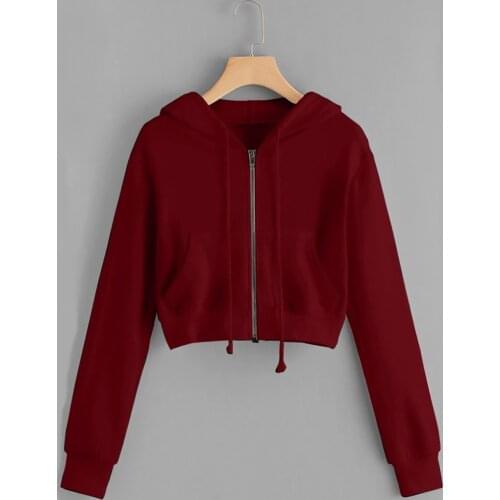 Hoodie With A Zipper Hoddie For Women Pullovers With Hood Cropped Hoodie Solid Casual Pullovers Female Hoodies Women Clothes