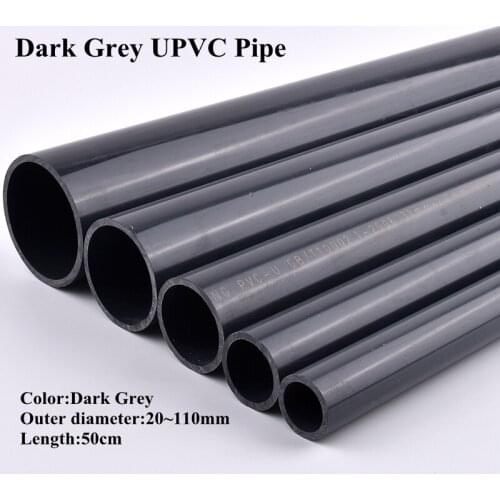 Big Size 20~225mm High Quality Dark Grey UPVC Pipe Aquarium Fish Tank Tube Garden Watering Planting Frame Fittings 0.5M Long