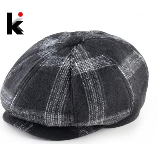 Vintage Newsboy Caps For Men Women Autumn Winter Peaked Cap With Earflaps Artist Plaid Beret Hats Mens Casual Boina Casquette