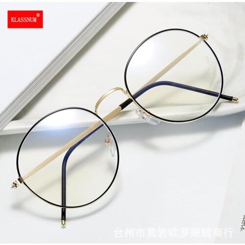 Vintage Retro Round Metal Spectacles Frame Women Men Anti Blue Light Ray Blocking Eye Computer Glasses Frames Clear Lens Eyewear