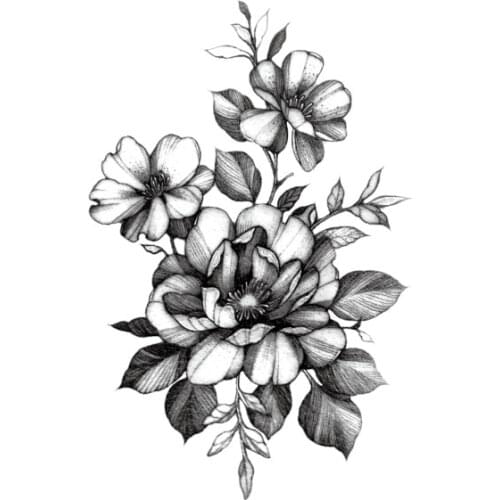 Temporary Tattoo Sticker large size body art sketch flower tattoo water Transfer Fake Tattoo Flash tatto for women men