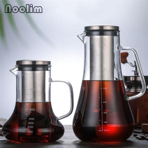 High Borosilicate Glass Espresso Coffee Maker with Scale Transparent Cold Brew Coffee Pot Portable Office Teapot Kettle 700ML