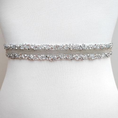 Women Crystal Wedding Dresses Belts Satin Rhinestone Bridal Ribbon Sash Belt for Women Fashion Belts Wedding Accessories