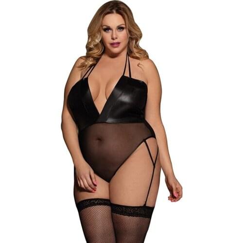 Women Sexy Lingerie Erotic Underwear Latex Leather Costume punk rock Bodysuit Black Sleepwear Pole Dance Cosplay Fancy Dress