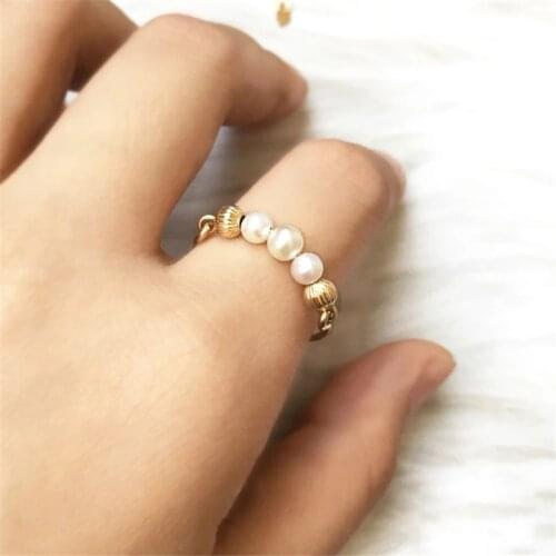 14K Gold Filled Natural Pearl Jewelry Knuckle Rings Boho Gold Rings Mujer Bague Femme Handmade Minimalism Jewelry Women Rings