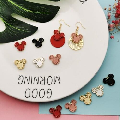 10pcs 14x18mm Mouse Head Charms Enamel Charms For Jewelry Making Earring Bracelet Pendants Golden Base 5 Colors Handmade YZ742