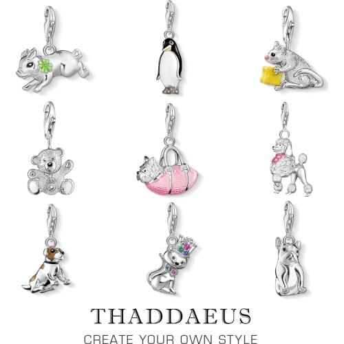 100% 925 Sterling Silver Cute Westie Westy Dog Pet Bag Animal Pendant Charms fit Original Bracelets Necklace DIY Jewelry Gift