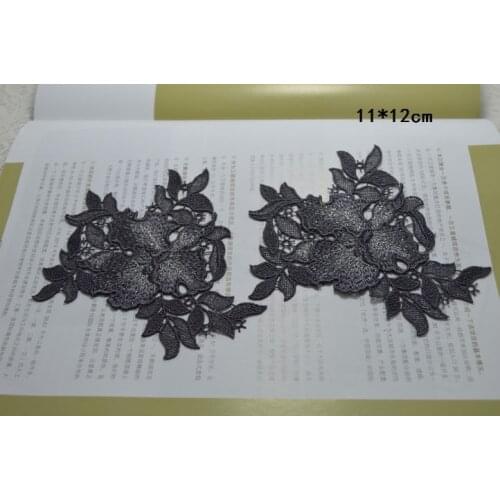 Free shipping 11*12cm (6pieces/lot) dark grey patches Wedding Bridal Embroidery Lace patch Sewing Lace Applique