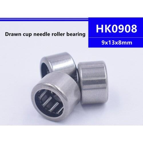 50pcs/100pcs high quality HK0908 9x13x8mm Drawn Cup Caged Needle Roller Bearing 9*13*8mm HK091308