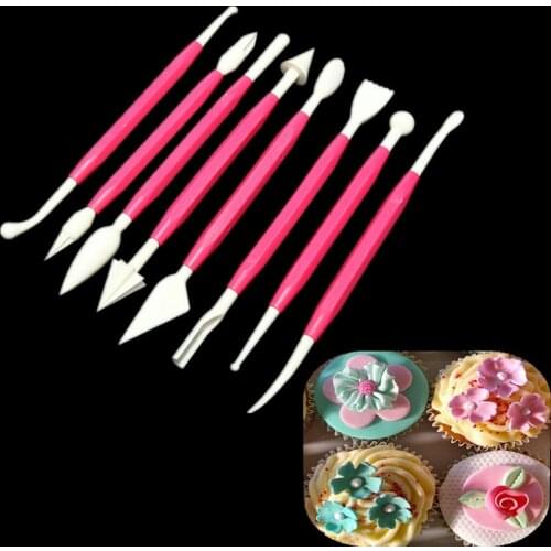 8 Pcs/set Plastic Fondant Cake Decorating Making Carving Tools Flower Carving Cake Cookies Pastry Plastic Tools Set Detachable