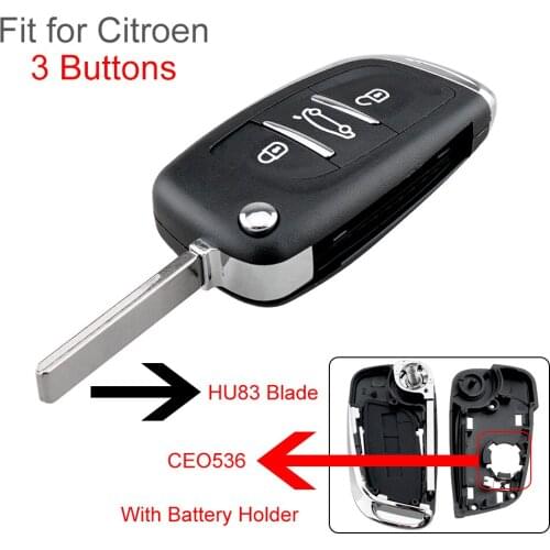 3 Buttons Car Key Fob Case Shell Replacement Flip Folding Remote HU83 Blade Keyless Entry Case for Citroen C2 C3 C4 C5 C6 C8 VA2