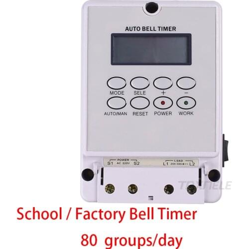 Digital School Bell Timer Switch ZTY-08 Intelligent Microcomputer Auto Bell Ring Controller 220V 80 groups Programmable Time
