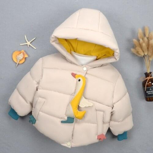 2020 Cartoon Dack Childrens Jacket For A Boy Hooded Baby Clothes Girls Cotton Solid Winter Coat For Girls Suit 3-8 Years Old