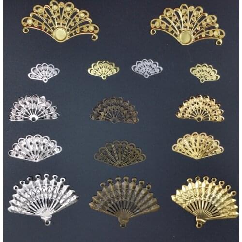 20Pcs/lot sector Filigree Metal decoration For Jewelry Making DIY Accessories fan-shaped