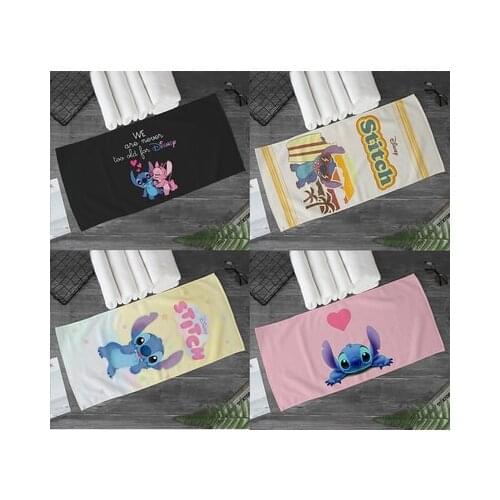 Disney Stitch Blue Anime Figures Cartoon Product Cosplay Accessories Customized Bath Towel Washcloth Gift