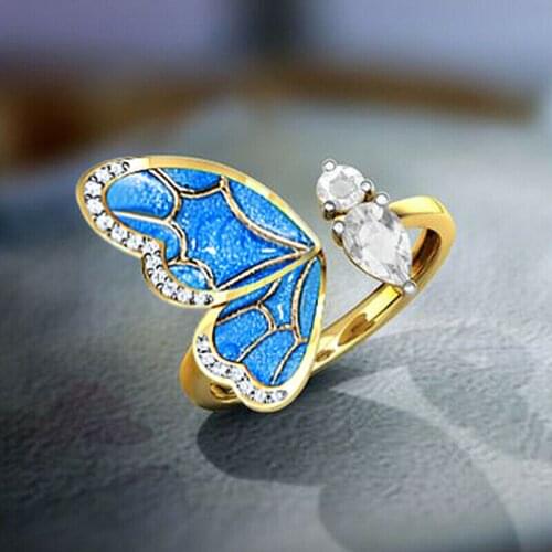 Rings Fashion Gorgeous Adjustable Size Women Butterfly Alloy White