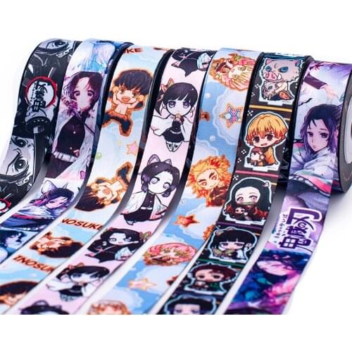 Grosgrain Ribbon 50 Yards Japan Cartoon Ghost Printed 20mm/25mm for DIY Card Badge Gym Key Chain Lanyard Key