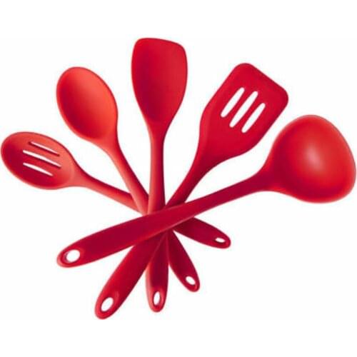 RED Silicone Heat Resistant Non Stick Soft Grip Cooking Kitchen Utensils Tool Set