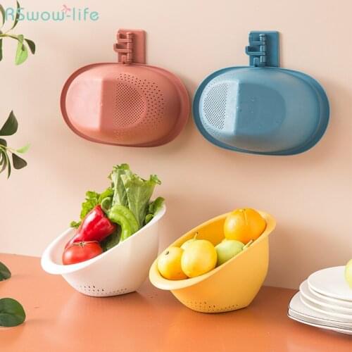 Creative Kitchen Drain Basket Household Plastic PP Washing Dish Rice Bowl Fruit Storage Basket Household Kitchen Supplies